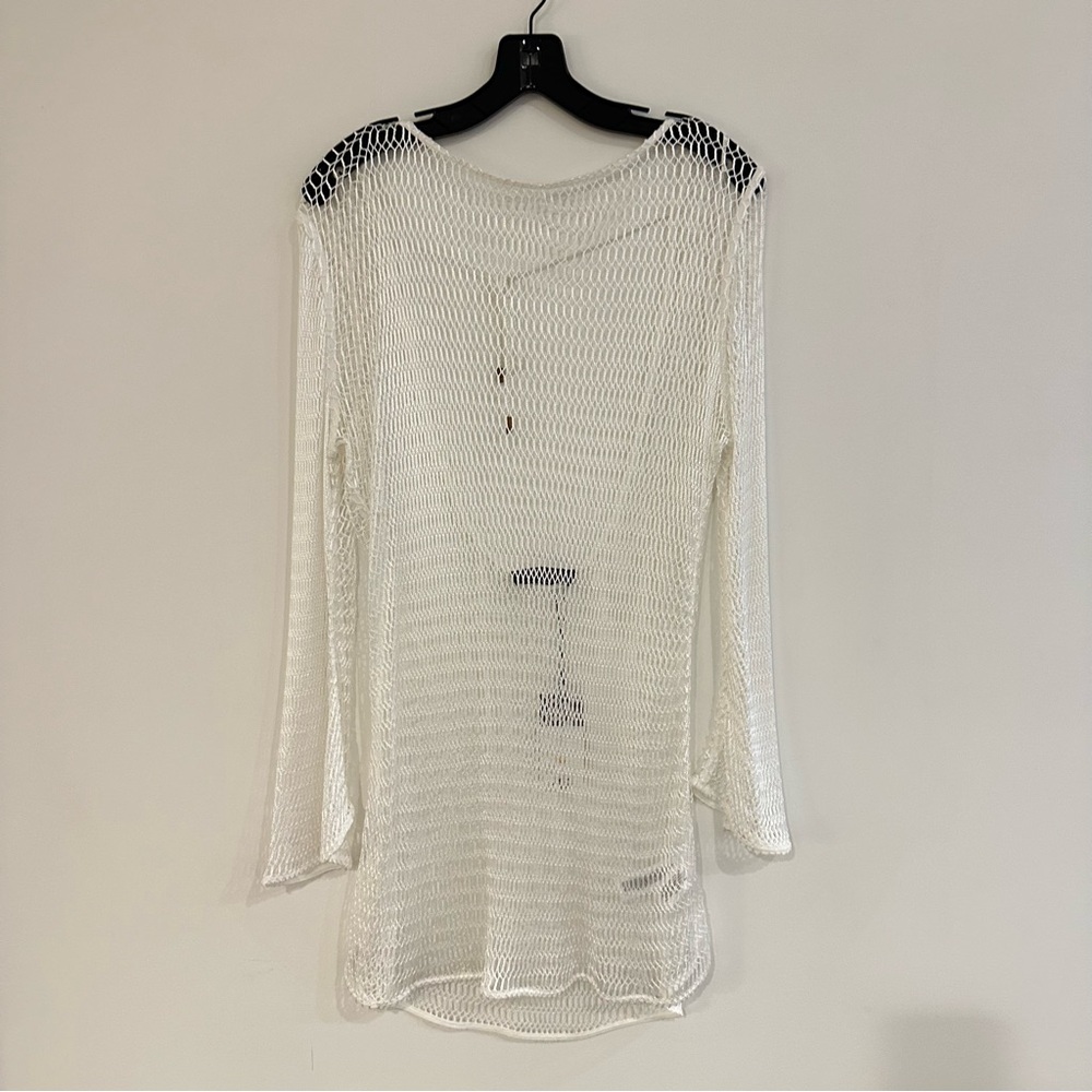 White Mesh Knit Cover up